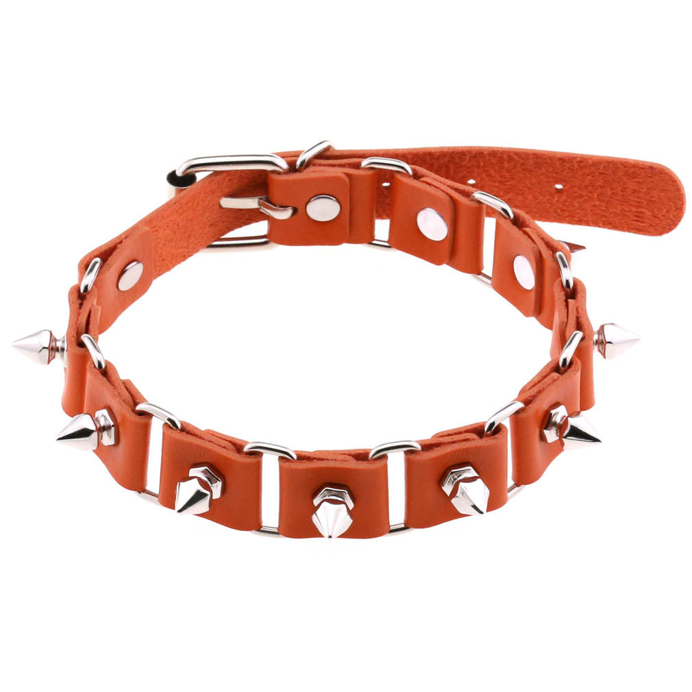 Gothic Elegant Stitching Neckband Personality Trend Buckle Spike Collar