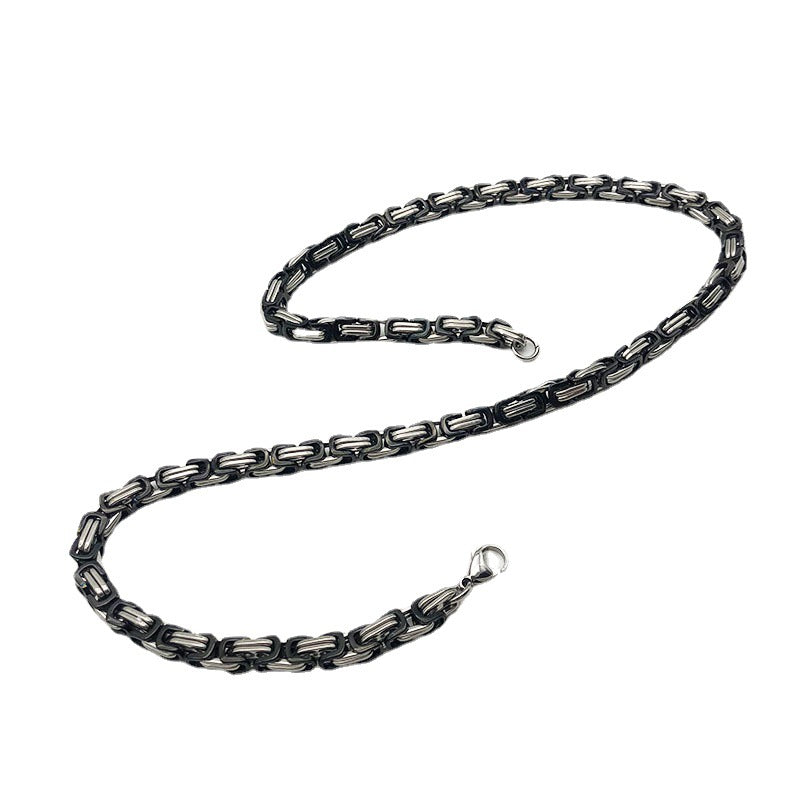 Men's Byzantine Titanium Steel King Chain Emperor Stainless Necklace