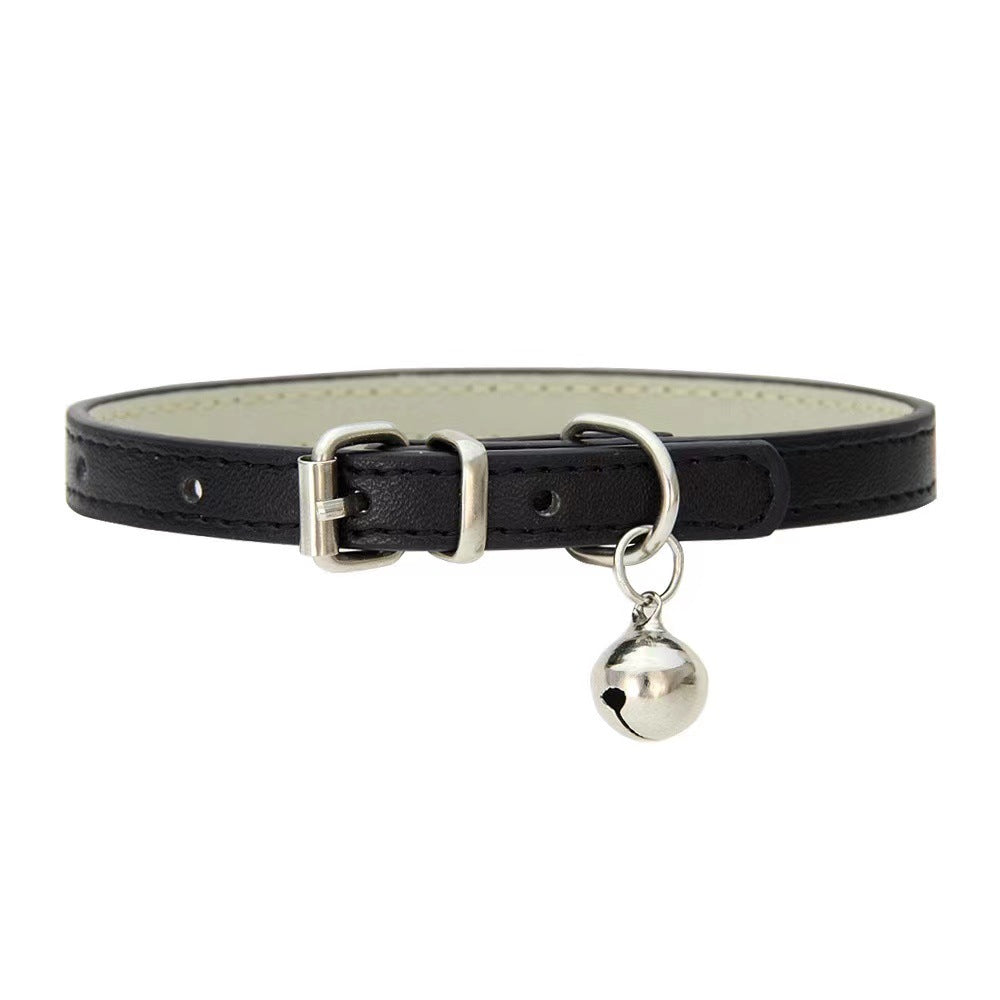 Black Leather Bell Short Niche Puppy Hand Collar