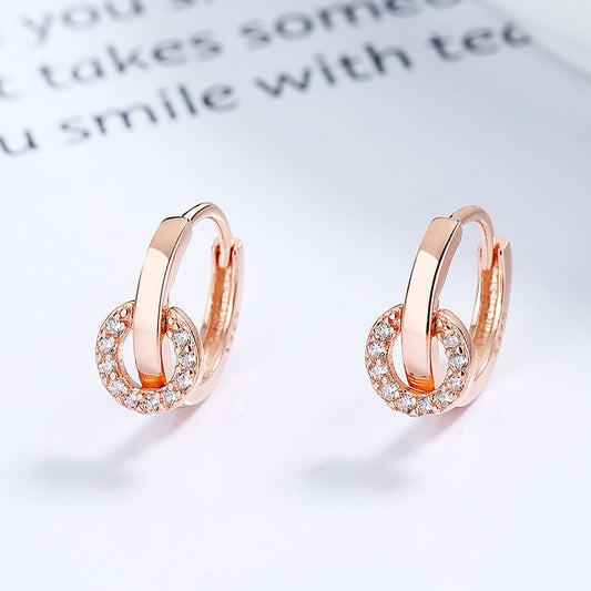 Women's Round Inlaid Zircon Sterling Sier Advanced Earrings