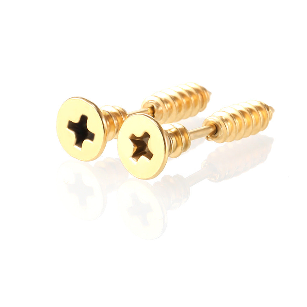 Screw Personality Double-sided Front Rear Ear Clip Same Stud Earrings
