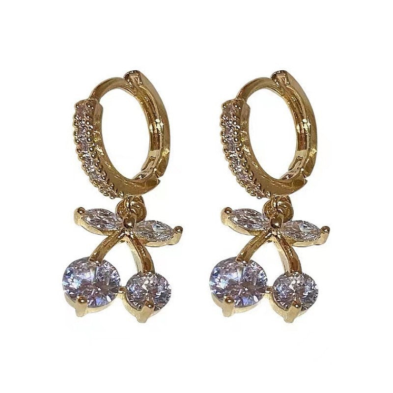 Cherry Ear Clip Design High-grade Sweet Beautiful Earrings