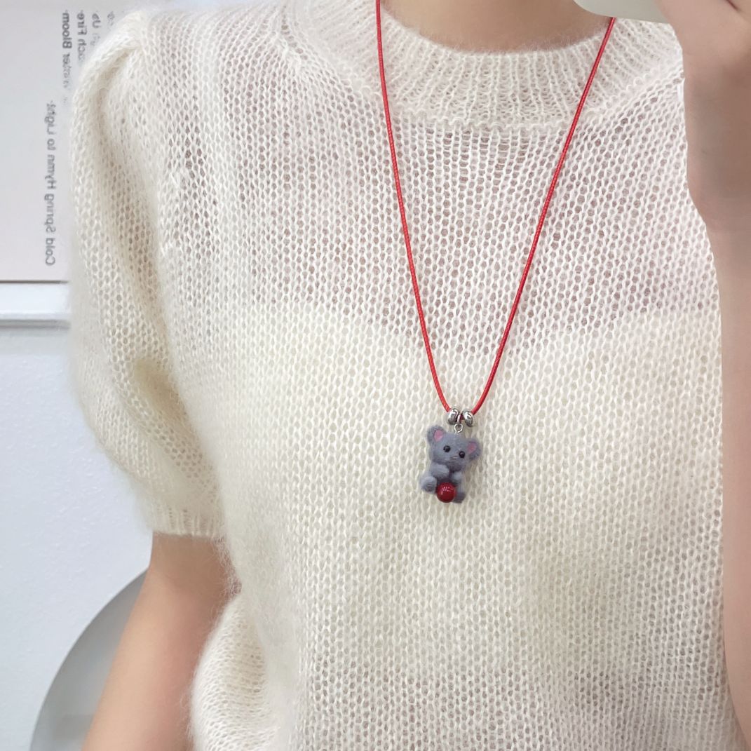 Cute Flocking Bear Sweater Chain Niche Design Necklaces