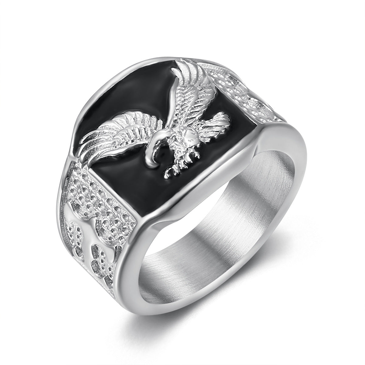 Men's Hip Hop Stainless Steel Gold-plated Wings Flying Ring