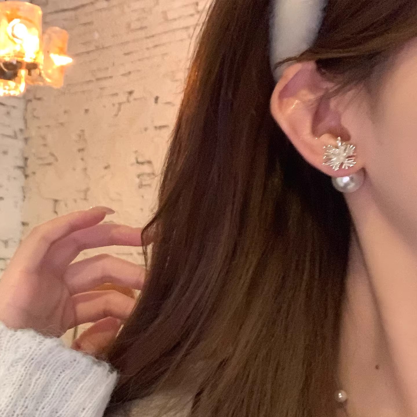 Light Luxury Imitation Pearl Flower Fireworks Fashion Minimalism Niche High-grade Rings