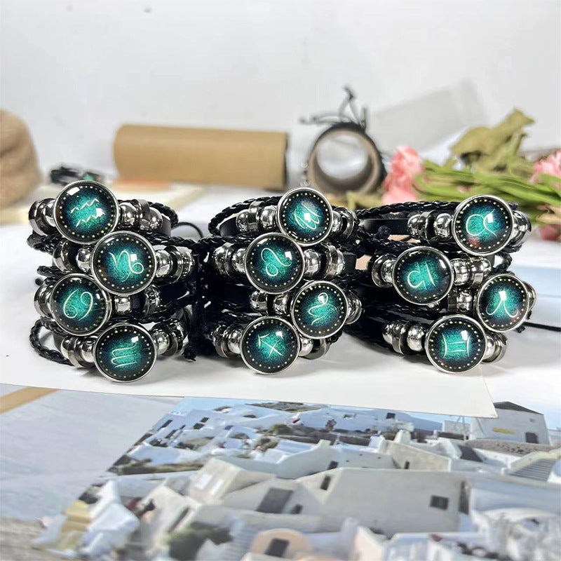 Twee Constellations Woven Constellation Luminous Couple Leather Hand Chain Bracelet