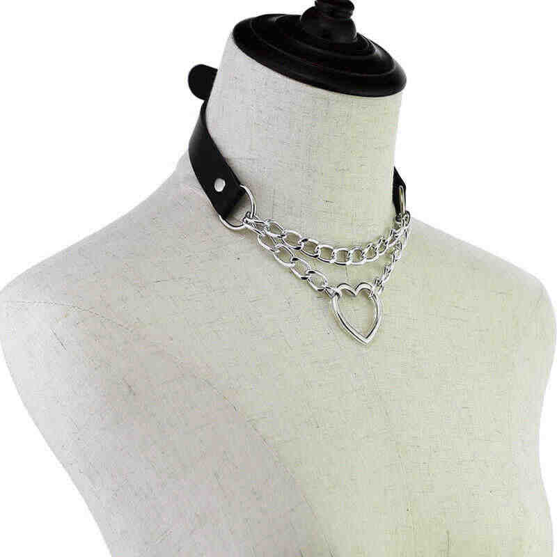 Shaped Chain Neckband Fashion Leather Love Necklaces