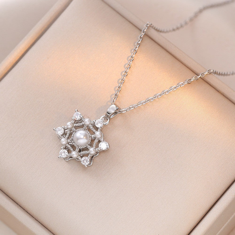 Women's Colorful Flower Titanium Steel Clavicle Chain Necklace