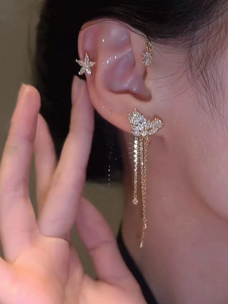Niche Elf Butterfly Clip Light Luxury Earrings