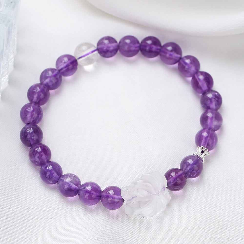 Women's Natural Amethyst Beaded For Mild Luxury Retro Bracelet