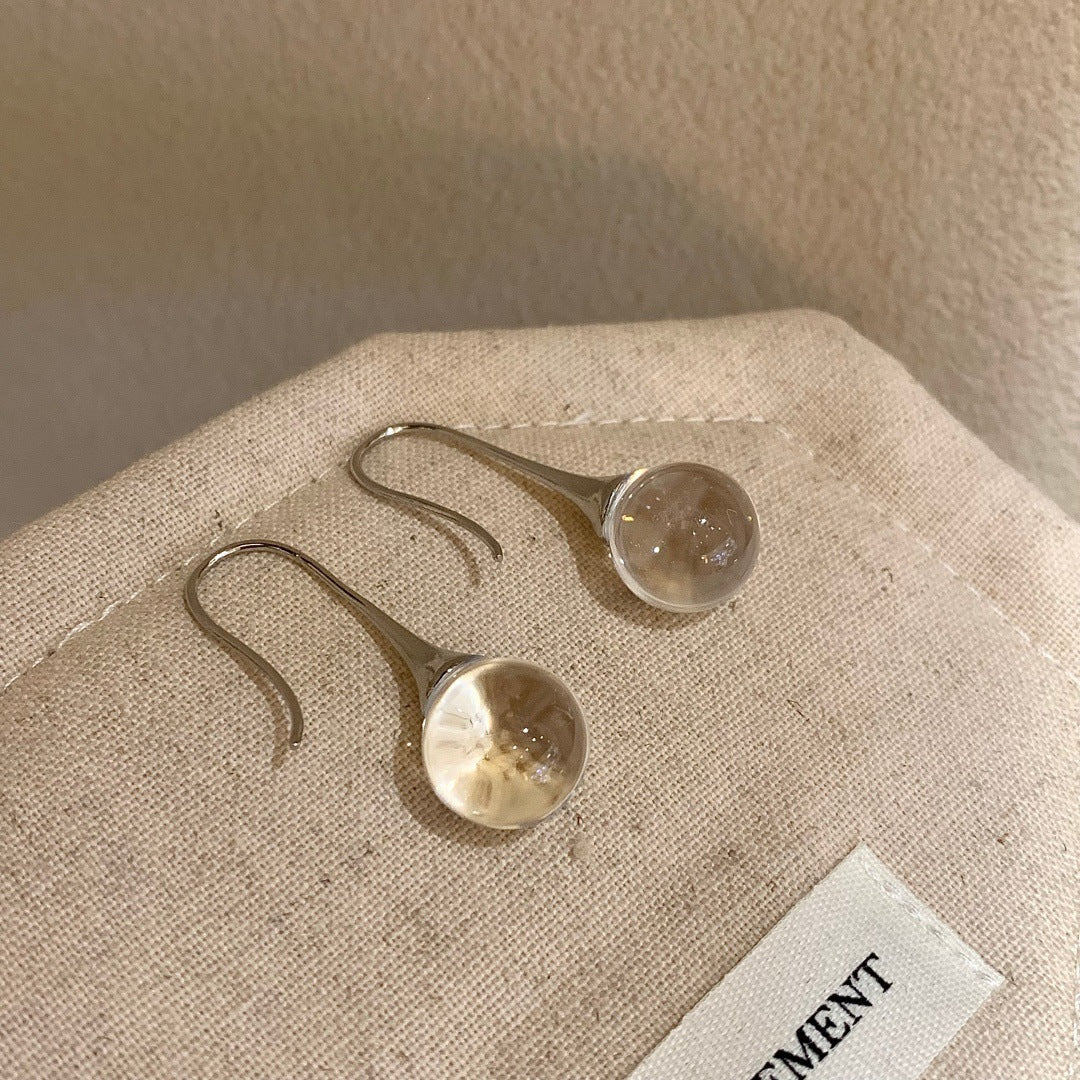 Women's Feeling French Retro Simple Super Transparent Crystal Ball Niche Design Ear Hook