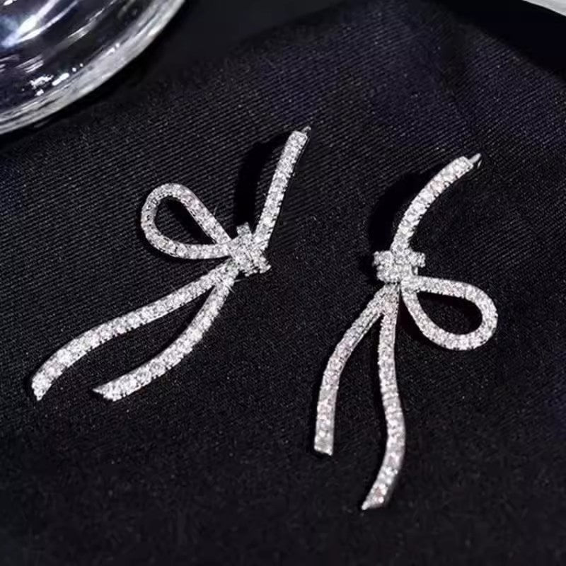 Sier Bow Ribbon Design Light Luxury Rings
