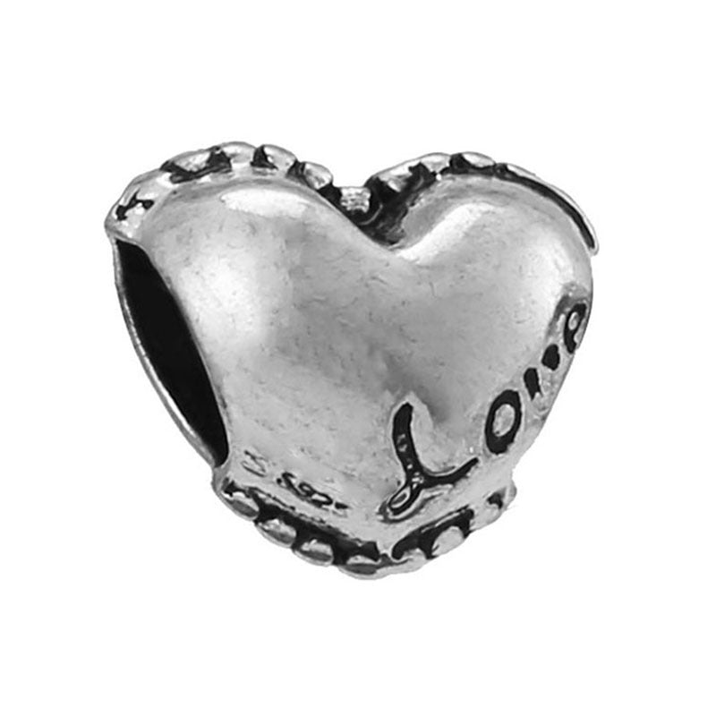 Alloy Large Hole Beads Hollowed Heart Shape Jewelry Accessories