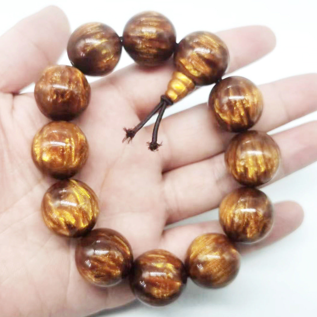 Gold Silk Sea Willow Buddha Beads National Bracelets