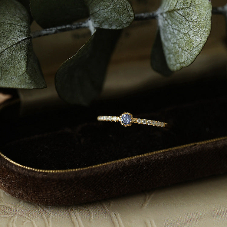 Phantom Blue Row Diamond Female Affordable Luxury Fashion Niche Rings