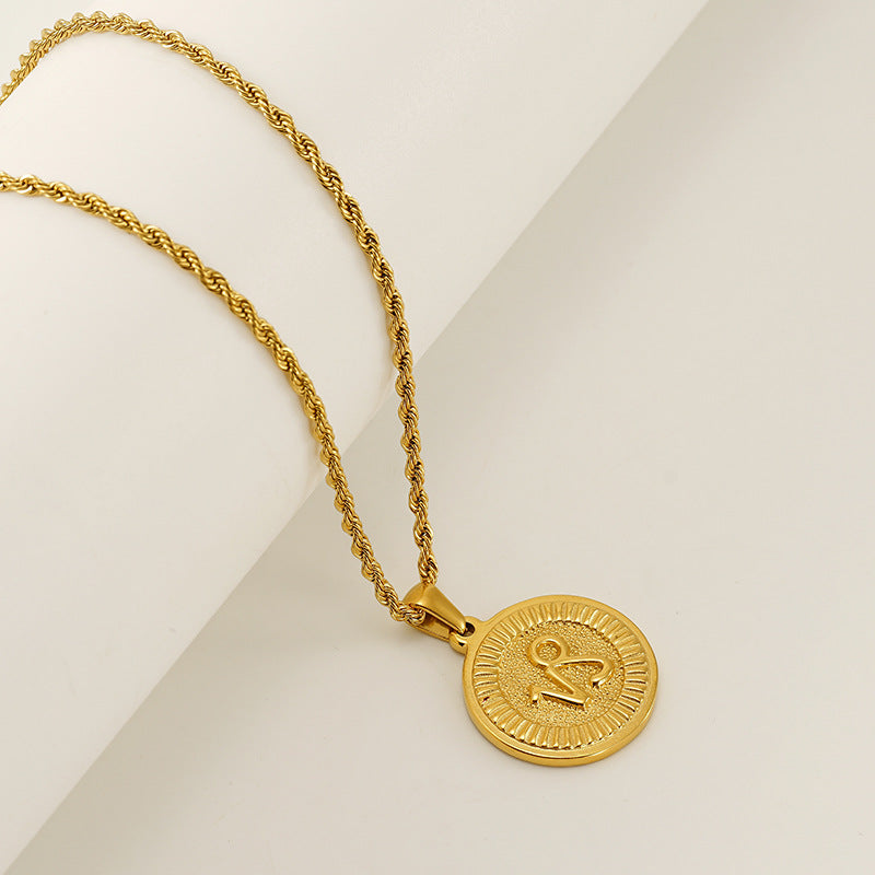 Round Constellation Female Twee Titanium Steel Necklaces