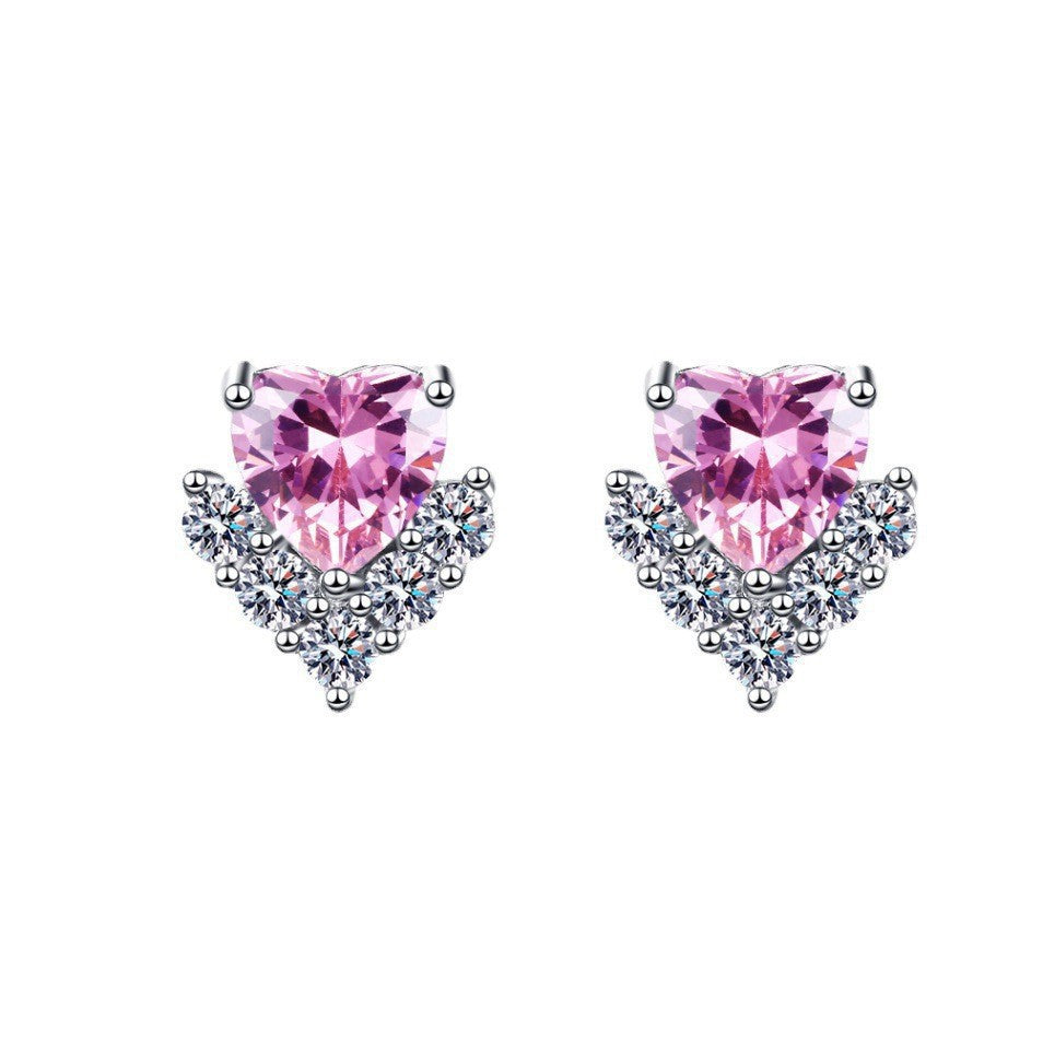 Moissanite Ear Female With Hearts Sterling Earrings