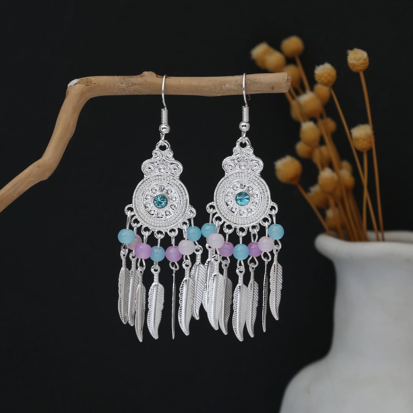 Personalized Ethnic Style Miao Sier Geometric Colorful Rings