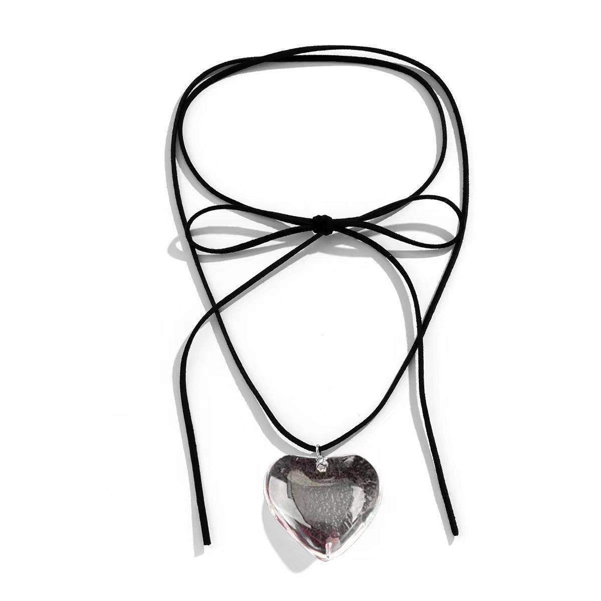 Red Glass Large Love Crystal Korean Style Personalized Necklace