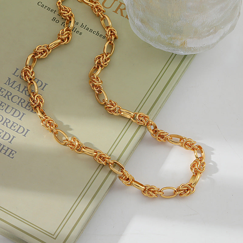 Women's Personalized Hip Hop Gold Knotted Sweater Chain Fashion Necklaces