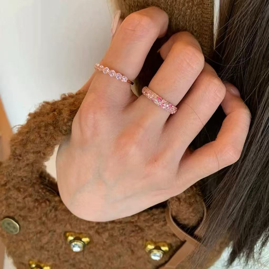 Pink Diamond Open Light Luxury High-grade Index Finger Ring