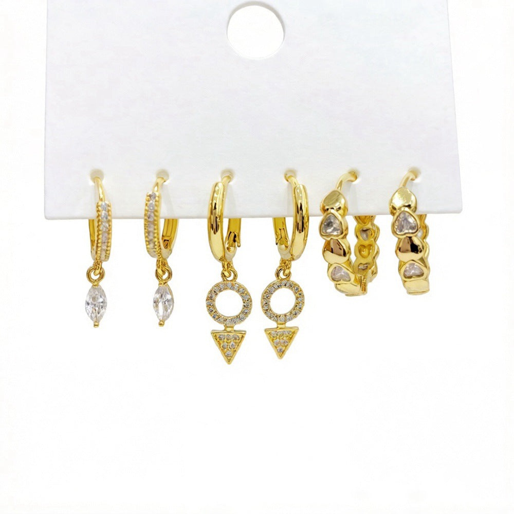 Ear Clip Three Pairs Copper Plated Real Earrings
