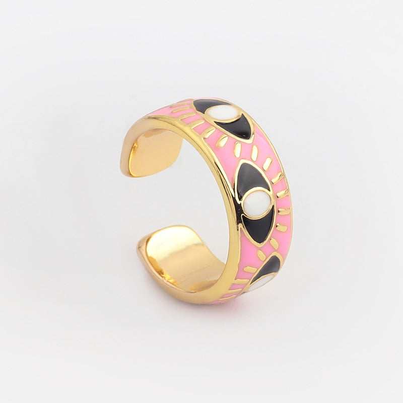 Female Devil's Eye Gold Plated Drop Rings