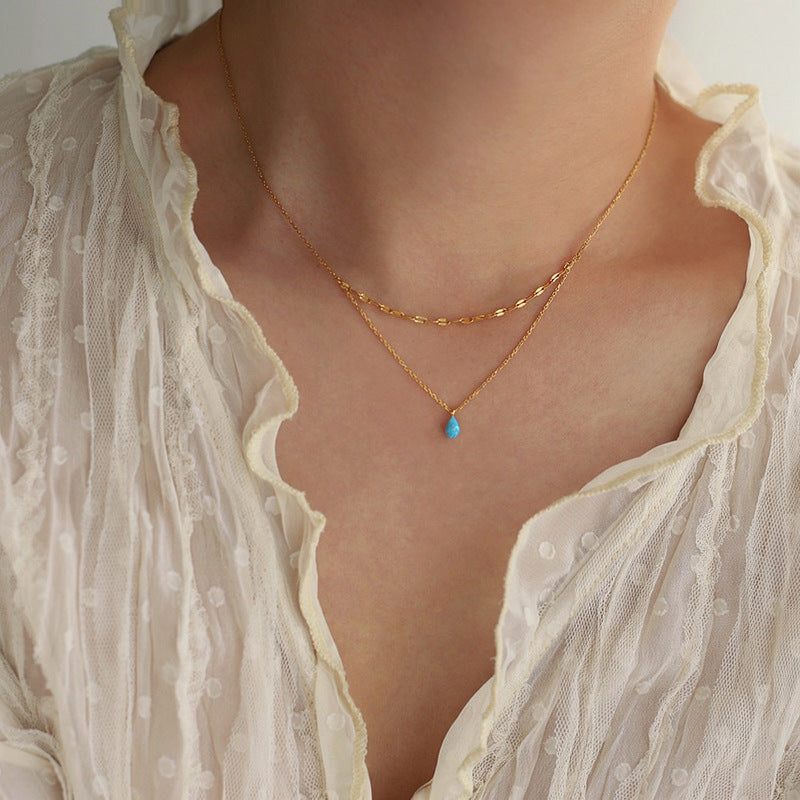 Women's Water Drop Simple Fashion Light Luxury Minority Temperament Clavicle Chain Necklace