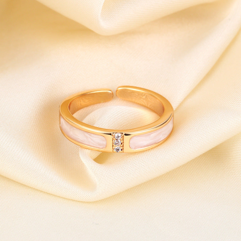 Women's Korean Natural White Light Luxury Temperament Fashionable Design Ring
