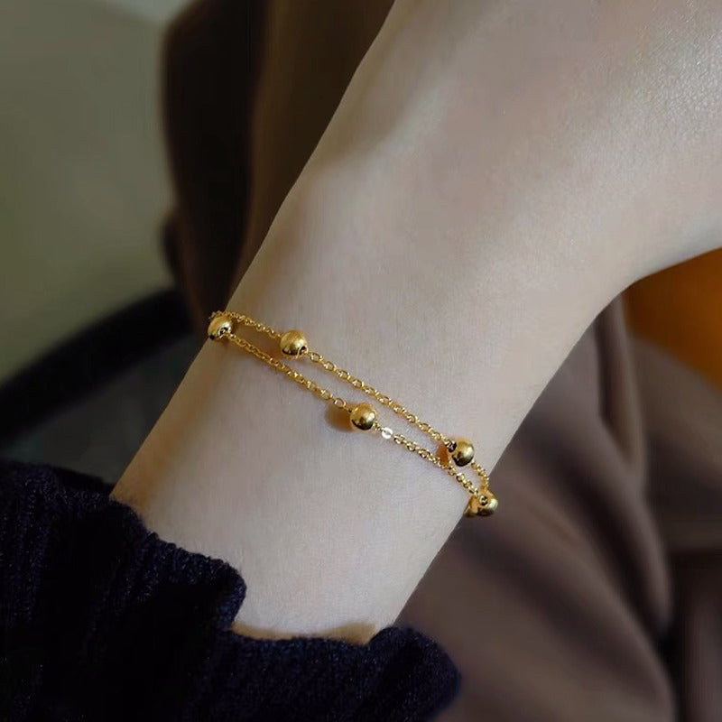Women's Light Luxury Gold Bead Simple Design Bracelet