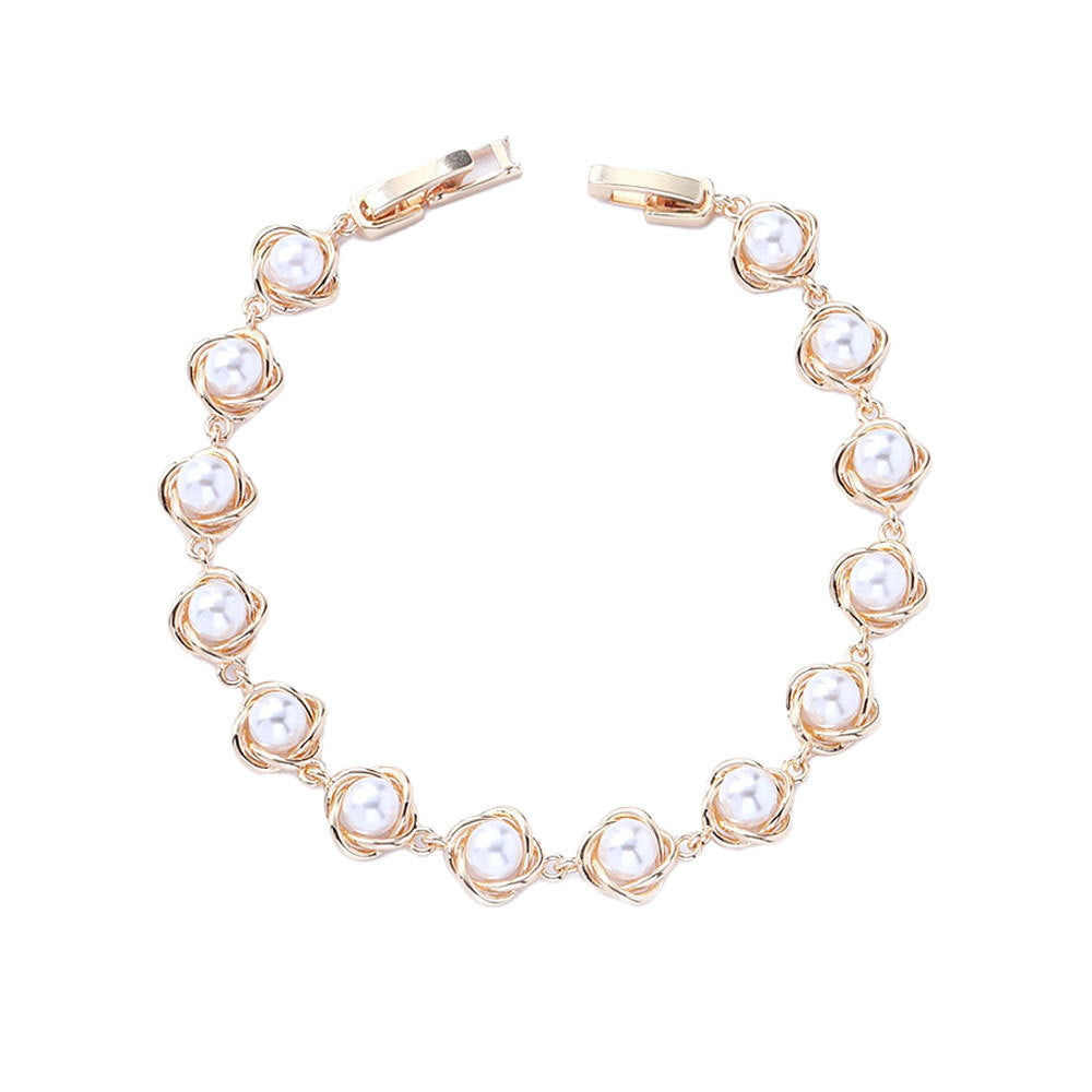 Luxury French Pearl Three-piece Gold Winding Shell Elegant Jewelry Set