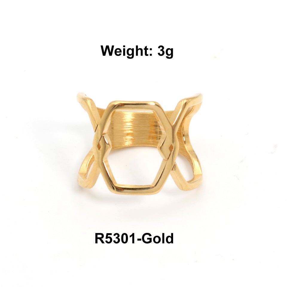 Female Titanium Steel Gold Index Finger Rings