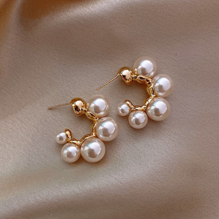 Fashion High-grade Zircon Pearl French Minority Retro Earrings