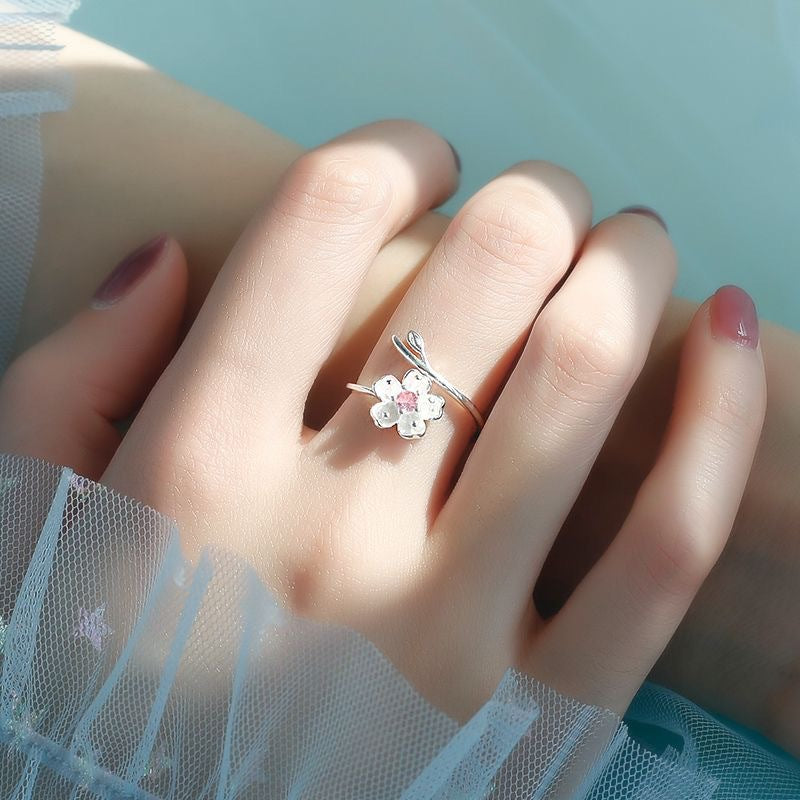 Diamond Female Light Luxury Minority Fashion Personalized Opening Adjustable Peach Rings