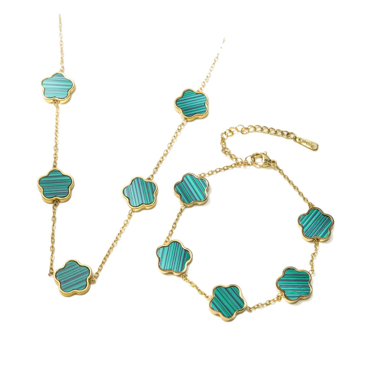 Parthenocissus Grass Flower Titanium Steel Color Retaining Light Luxury Straight Jewelry Set