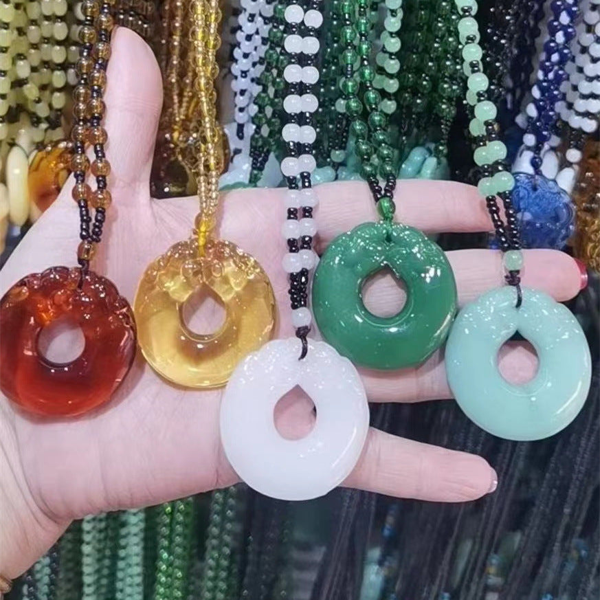 Chain Imitation White Jade Tiger Year Event Drainage Necklace