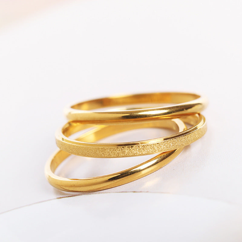Women's Frosted Gold Titanium Steel Ancient Heritage Ring
