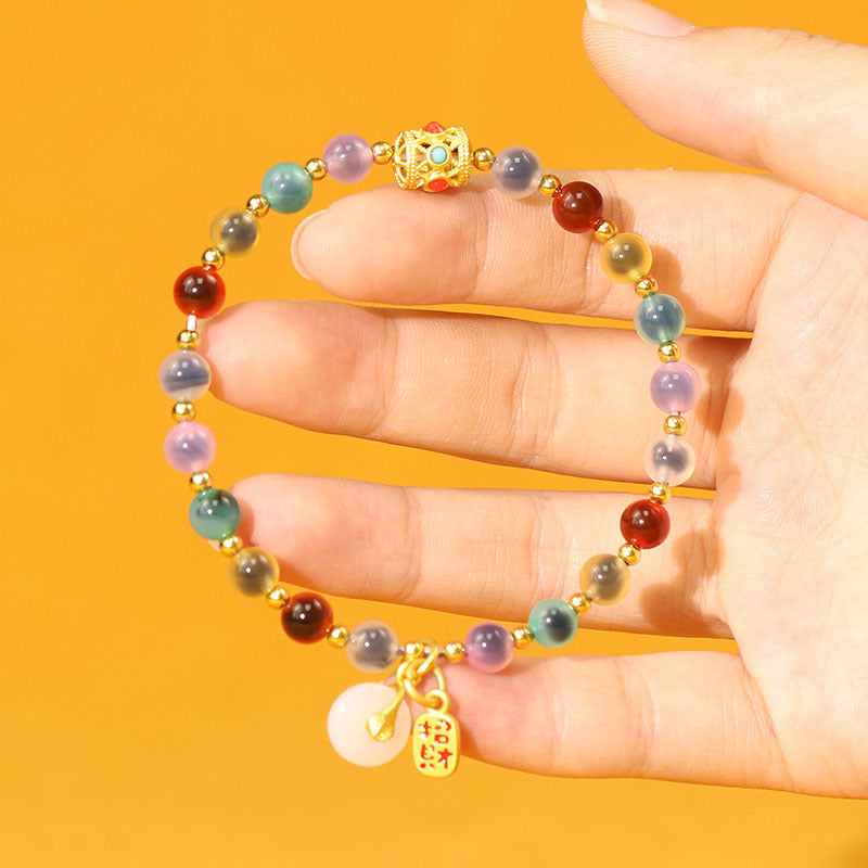 Agate Half Female Peace Buckle Lucky Light Luxury Temple Cultural Bracelet