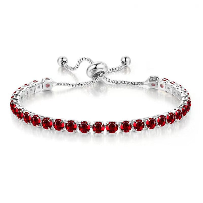 Women's Round Single Row Full Diamond Adjustable Bracelets