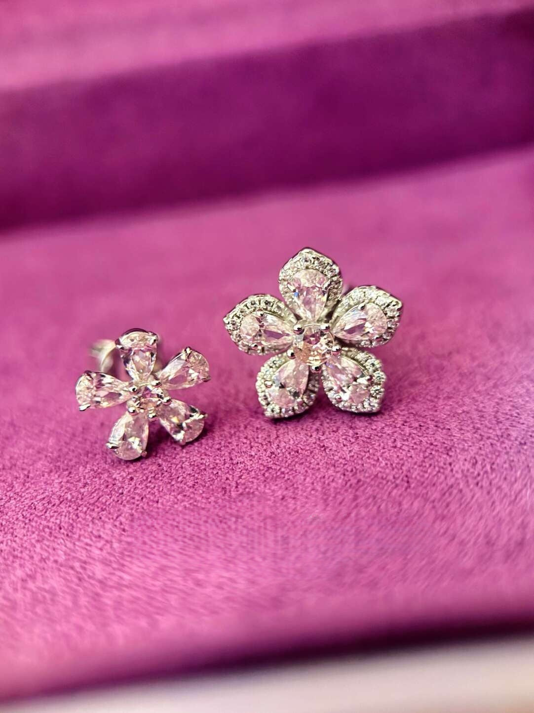 Women's Light Luxury High-grade Spring Cherry Blossom Pink Diamond Double Ring