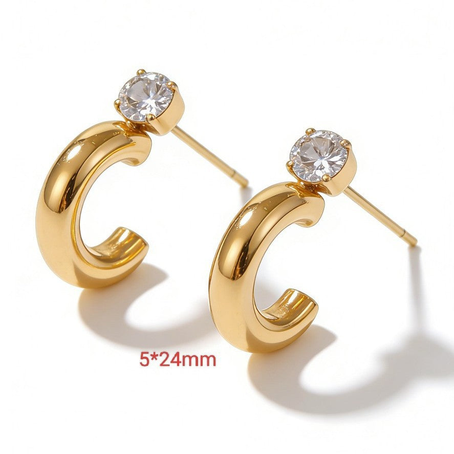 Stainless Steel Zircon Light Luxury High-grade Titanium Earrings