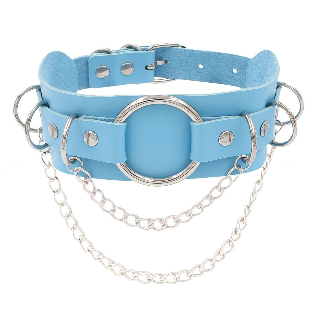 Protection Leather Punk Double Layer O-shaped Necklaces