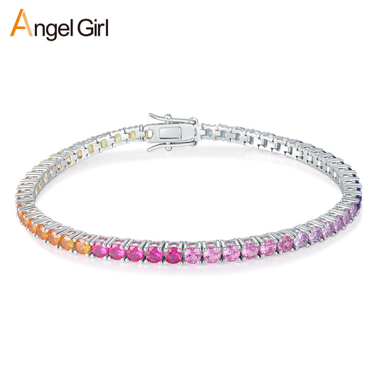 Gradient Zircon Tennis Round Bag Copper Bracelets