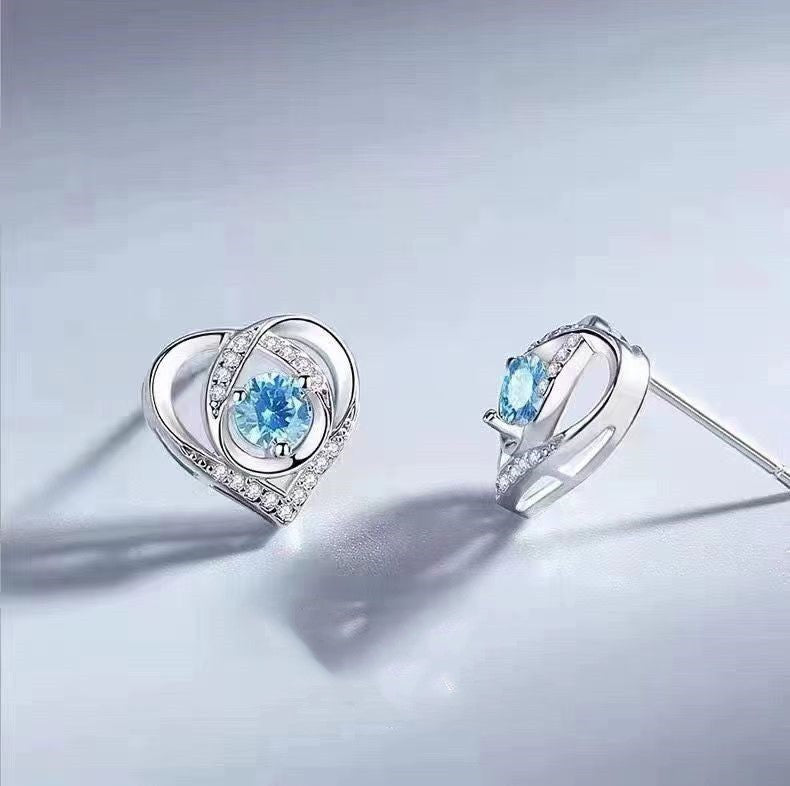 Moissanite Ear Female With Hearts Sterling Earrings