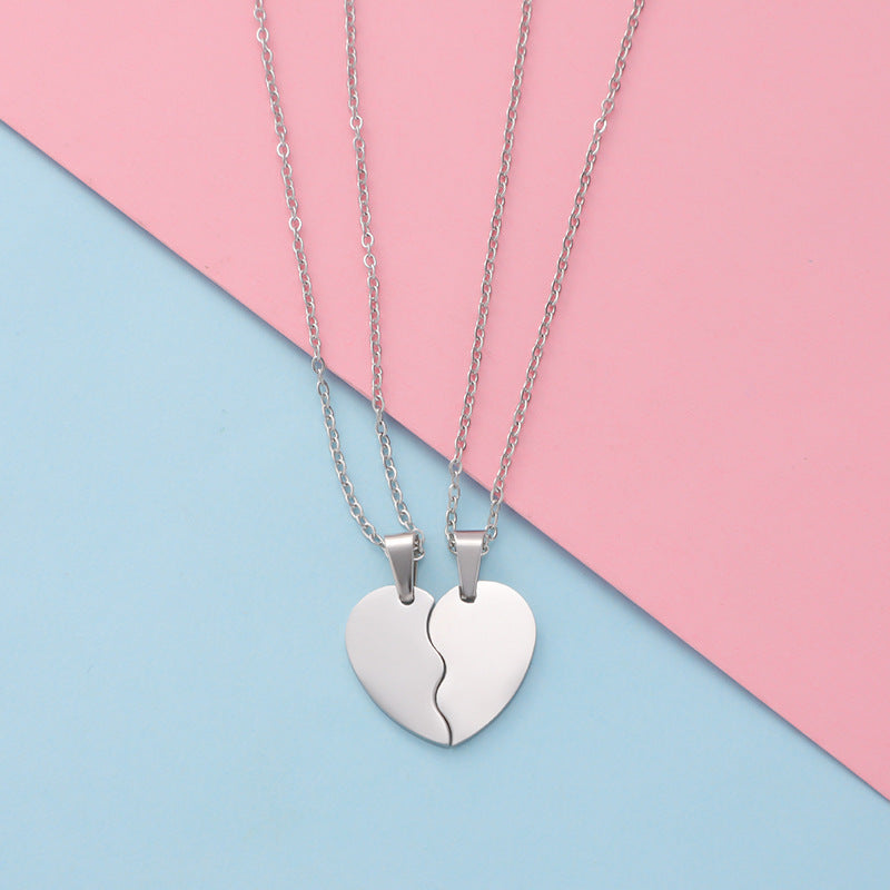 Fashion Titanium Steel Couple Heart Love Necklaces