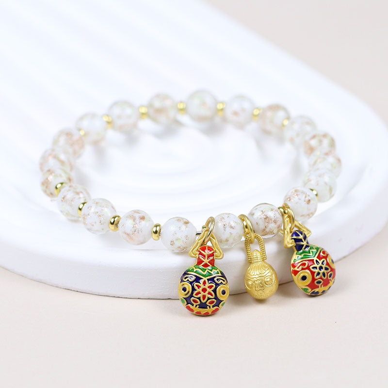 Female Fragrant Gray Colored Glaze Chinese Style Bracelet