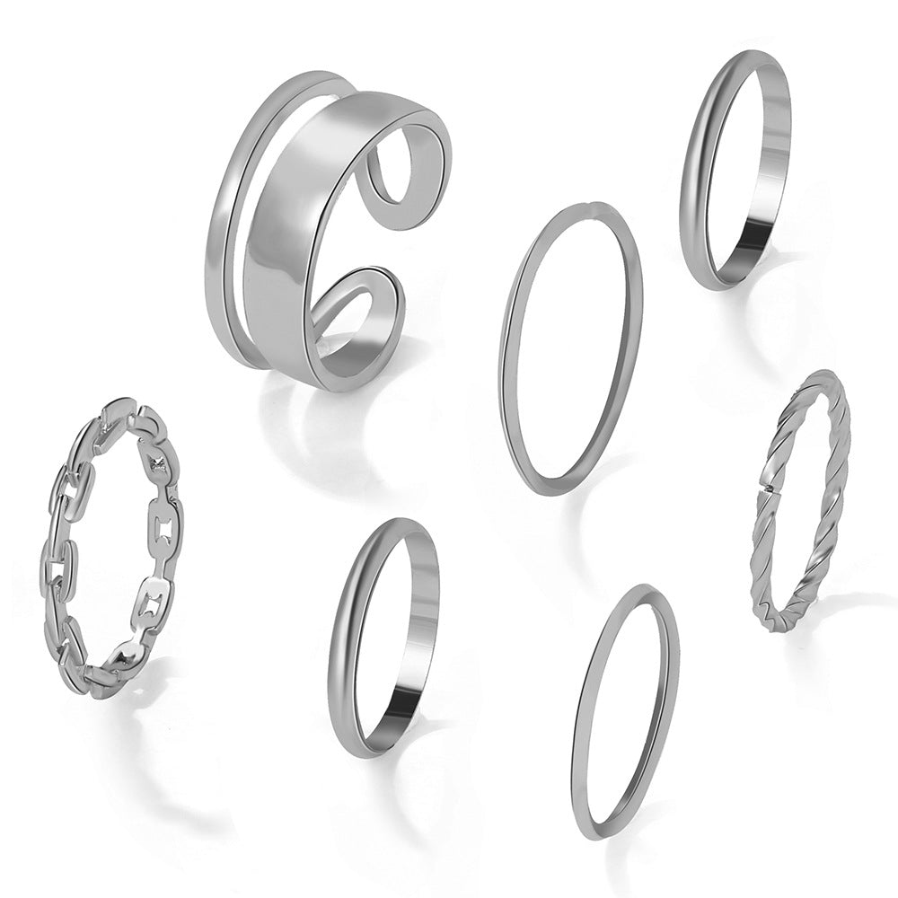 Knuckle Creative Simple Twin Spiral Set Rings