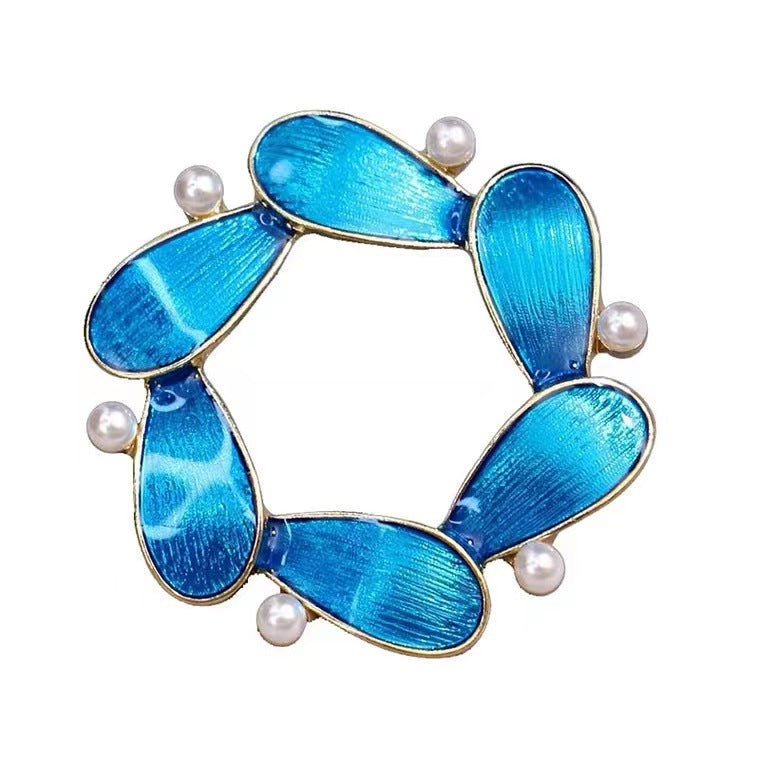 Style Brooch Retro Blue Lotus Female Brooches