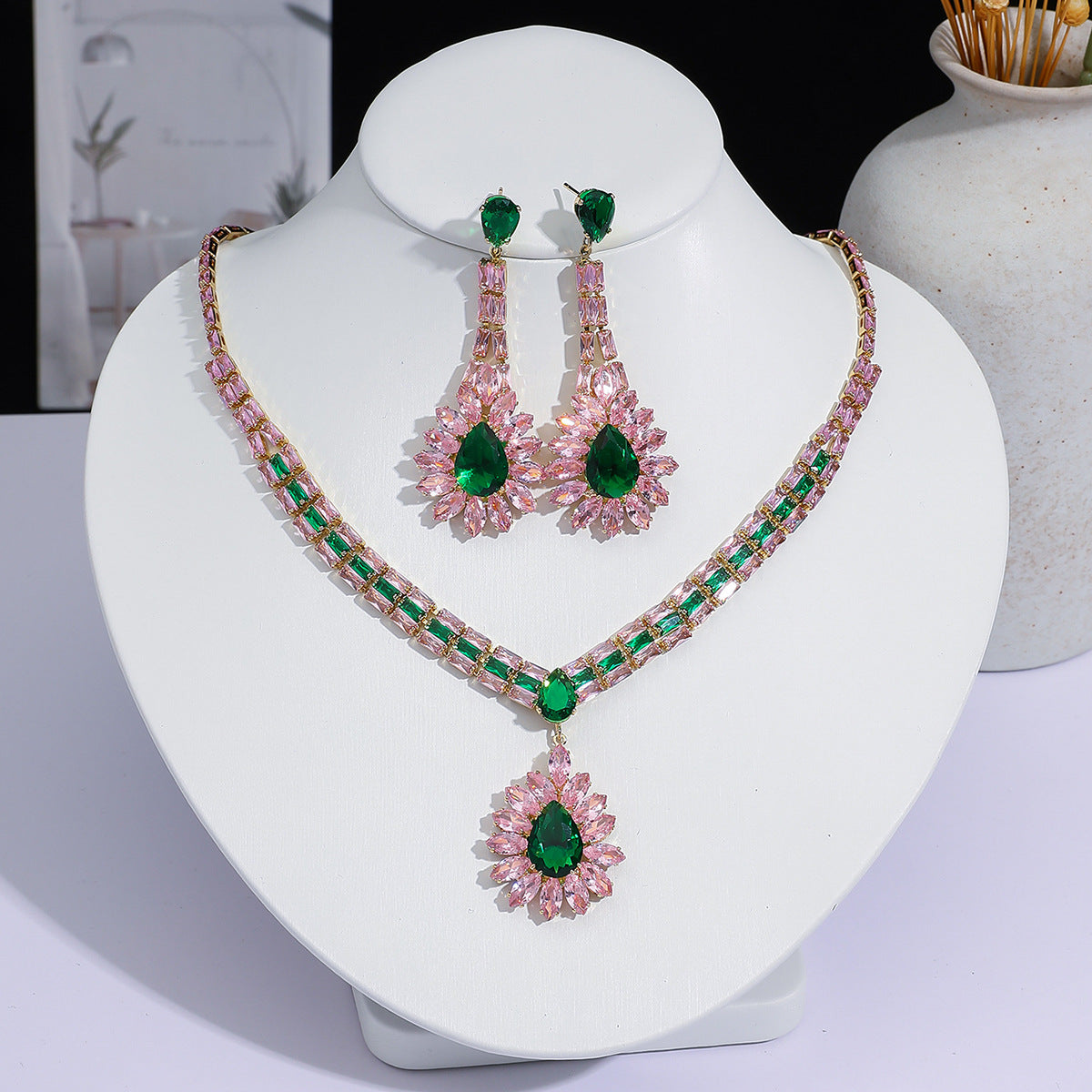 Full Diamond Drop-shaped Temperament The Dinner Party Jewelry Set