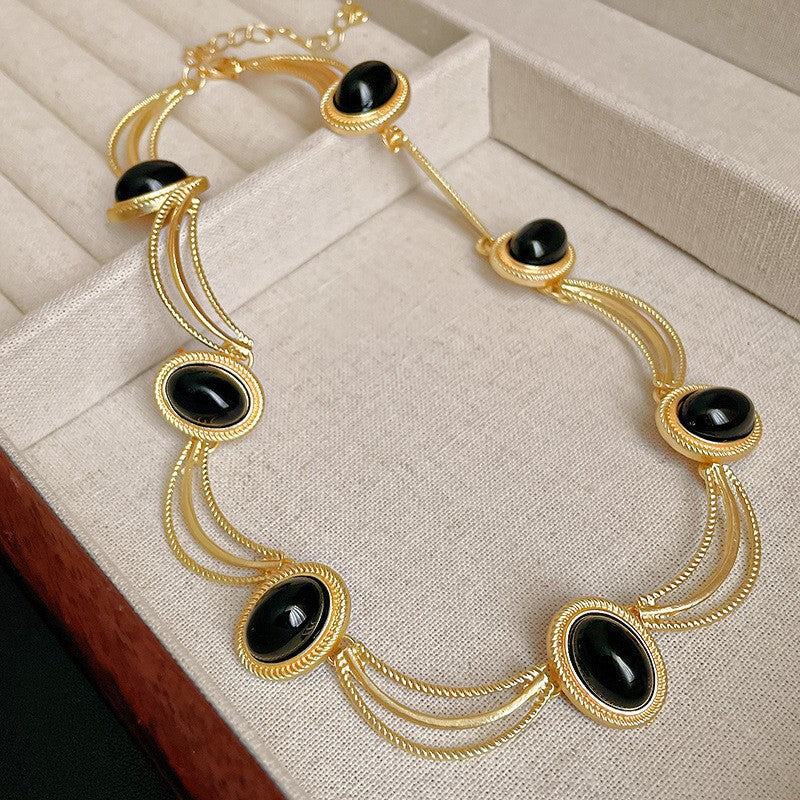 Women's Dripping Oval Tassel Exaggerated Personalized Sweater Chain Jewelry Set